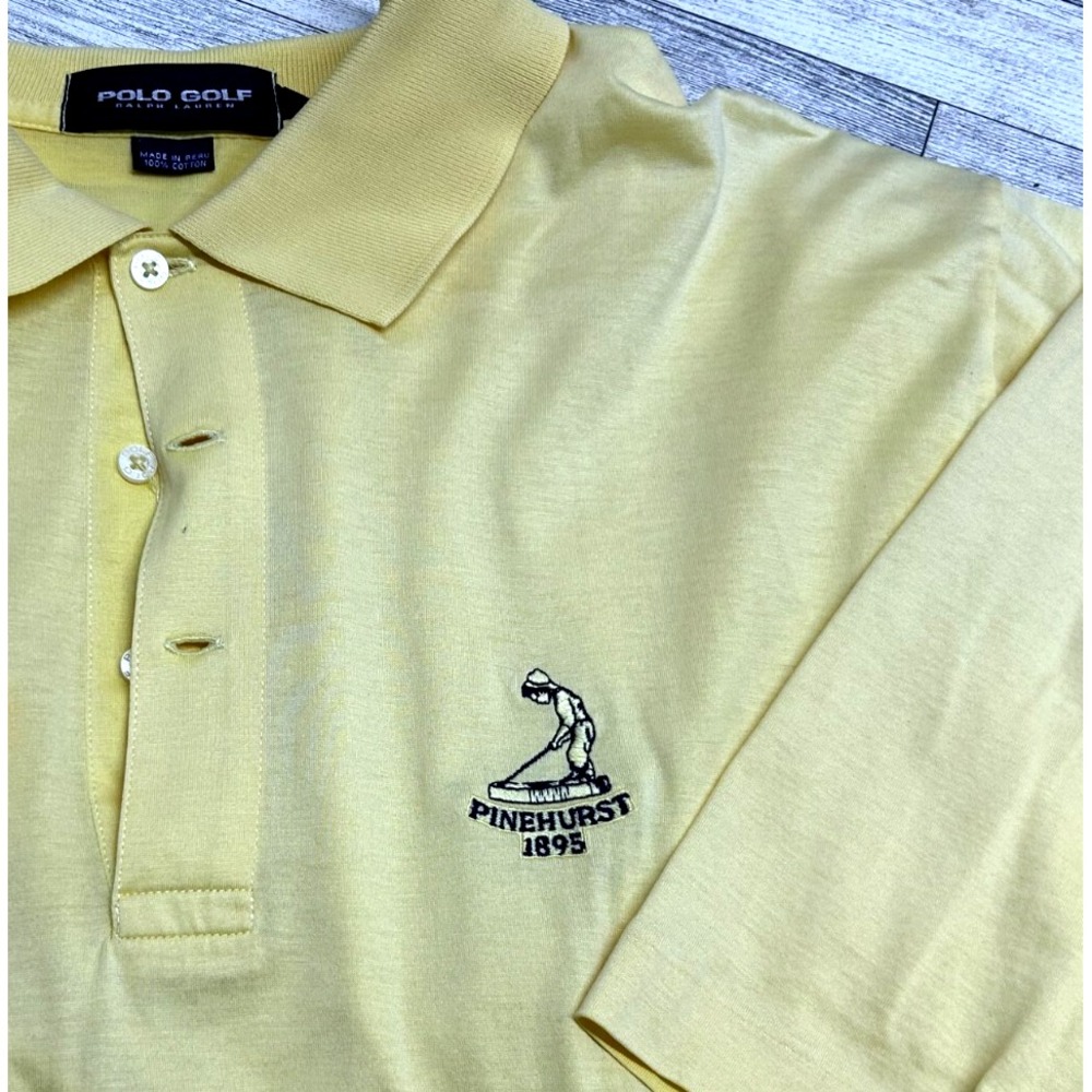 Polo Golf Ralph Lauren Pinehurst 1895 Logo Diamond Yellow Polo Shirt XL‎ Cotton